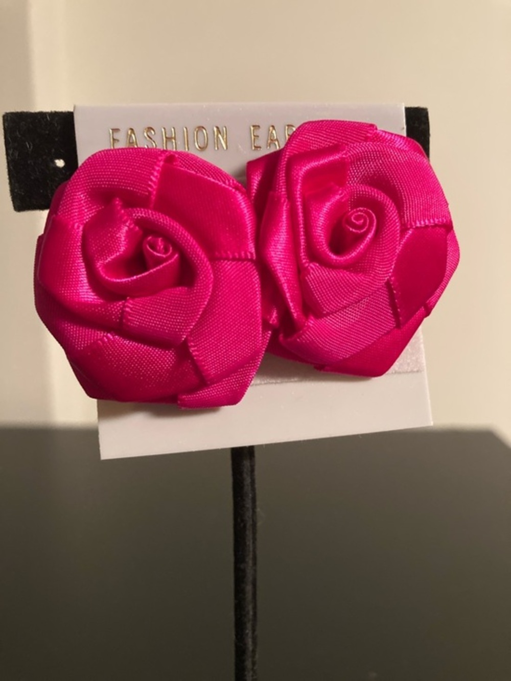Fashion Jewelry Hot Pink Rose Stud Earrings